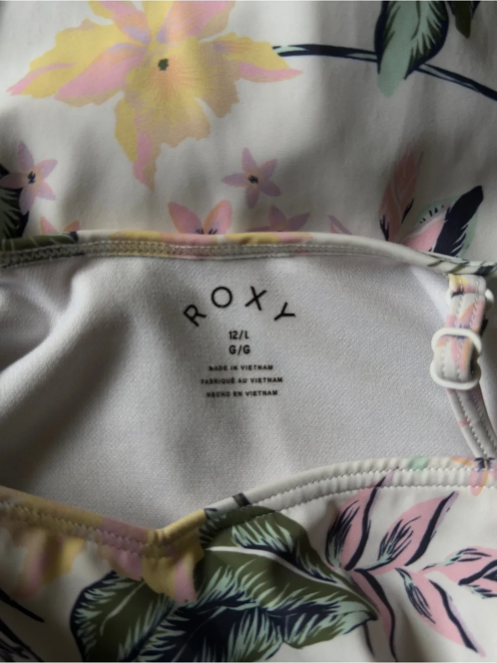 Roxy Tropical Floral One Piece Swimsuit Girls Size 12/L